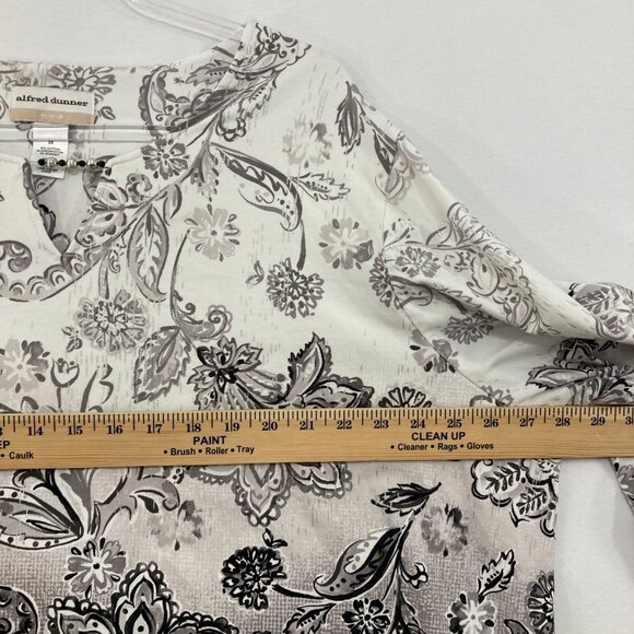 Alfred Dunner size 3X Gray Floral Paisley Stretch 3/4 Sleeve Comfy Preppy Top - Picture 5 of 8